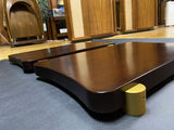 a pair of monoblock shelves made from solid wood with a surface thickness of 5cm (2 inches)